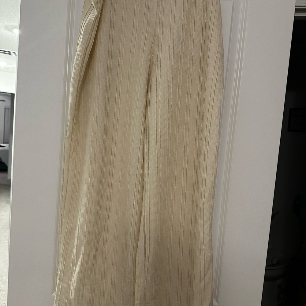 Bettina Star Cream Textured Ankle Pants